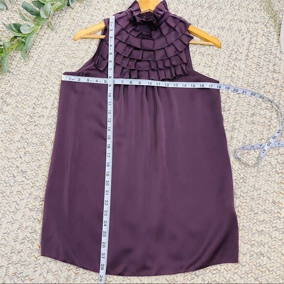Sisley ruffle high neck sleeveless plum top size S - Picture 3 of 6